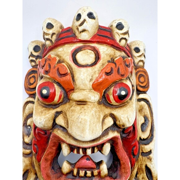 Hand Carved Mahakala Mask Wall Hanging Décor Used - Picture 3 of 13